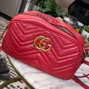 Red ysl marmont bag